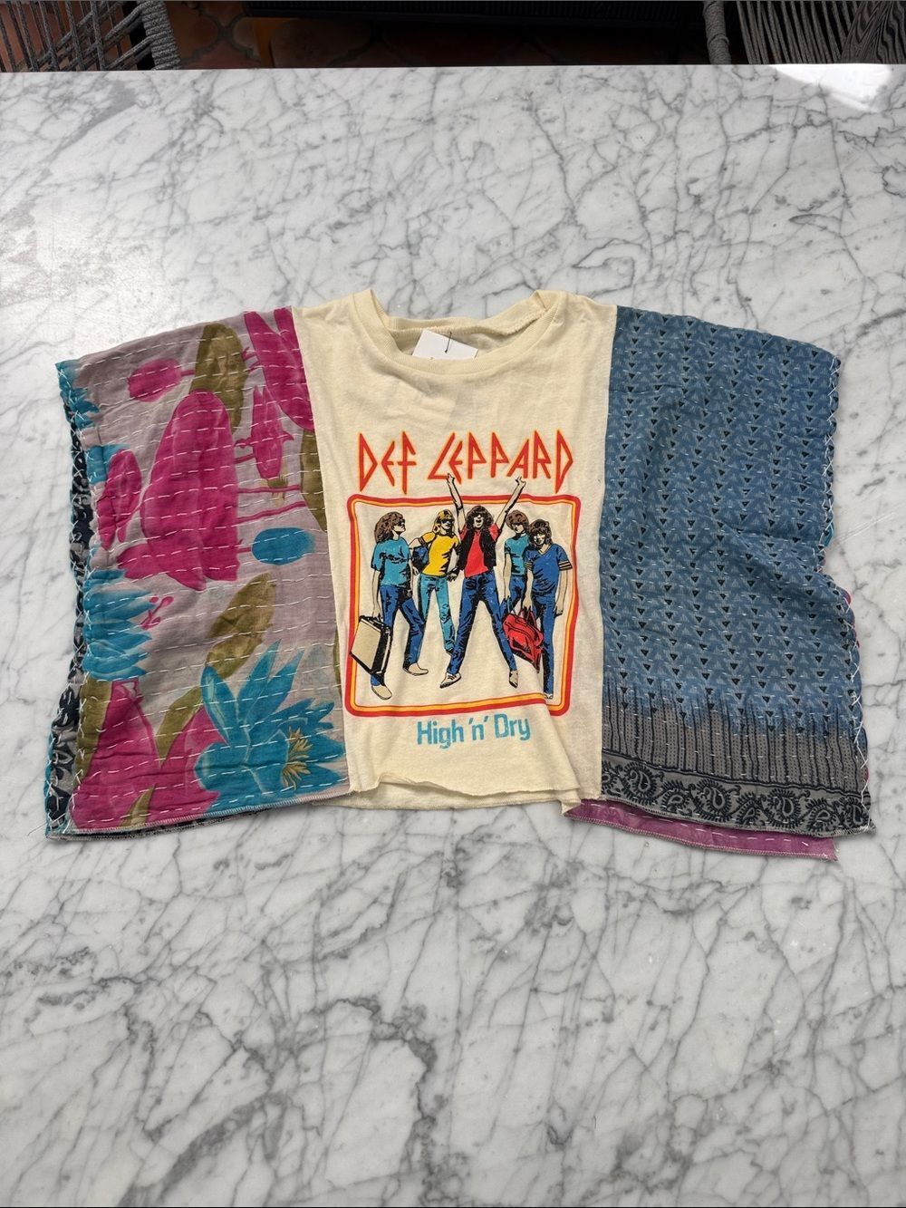 NWT Upcycled Def Leppard 'High 'n' Dry' Kids Graphic Shirt Sz 6-8Y Multi Color